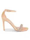 Stuart Weitzman Women's Nudistcurve Embellished Suede Ankle Strap Sandals In Adobe
