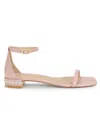 Stuart Weitzman Women's Nudistcurve Pearl-embellished Leather Sandals In Pink