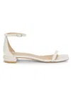 Stuart Weitzman Women's Nudistcurve Pearl-embellished Leather Sandals In White