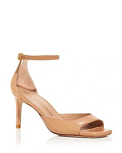 Stuart Weitzman Women's Nudistia 75mm Leather Ankle-wrap Sandals In Adobe