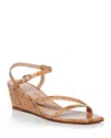 Stuart Weitzman Oasis Cork Ankle-strap Wedge Sandals In Natural