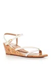 Stuart Weitzman Women's Oasis 50mm Leather Wedge Sandals In Seashell