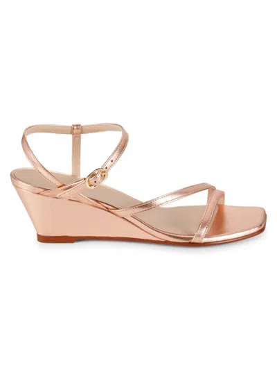 Stuart Weitzman Oasis 50 Wedge Sandal In Rose Gold