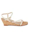Stuart Weitzman Women's Oasis 50mm Leather Wedge Sandals In Seashell