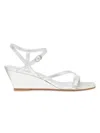 Stuart Weitzman Women's Oasis 50mm Metallic-leather Wedge Sandals In Silver