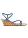 Stuart Weitzman Women's Oasis 50mm Patent Leather Wedges In Blue Steel