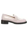 Stuart Weitzman Women's Palmer 40mm Brushed Leather Stacked Heel Loafers In Ballet