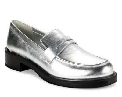Stuart Weitzman Women's Palmer Leather Loafer Shoes In Silver