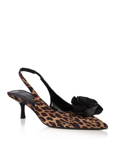 Stuart Weitzman Women's Paloma 50 Slingback Leopard Pumps In Black