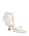 Stuart Weitzman Paradise 50 Flower Leather Kitten Sandals In Cream