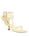 Stuart Weitzman Paradise 50 Flower Leather Kitten Sandals In Lemon