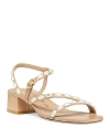 Stuart Weitzman Women's Pearlita 35 Strappy Mid Heel Sandals In Adobe