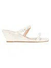 Stuart Weitzman Pearlita Metallic Two-band Wedge Sandals In Seashell