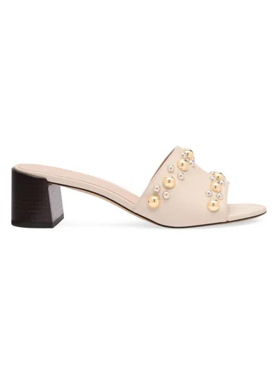 Stuart Weitzman Perry Leather Slide Sandal In Neutral