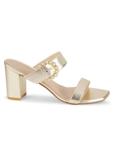 Stuart Weitzman Women's Piper 75mm Metallic Leather Sandals In Gold