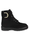 Stuart Weitzman Women's Piper Lift Embellished Buckle Suede Boots In Black