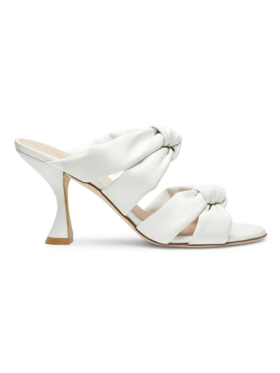 Stuart Weitzman Women's Playa 85mm Knotted Leather Slides In White