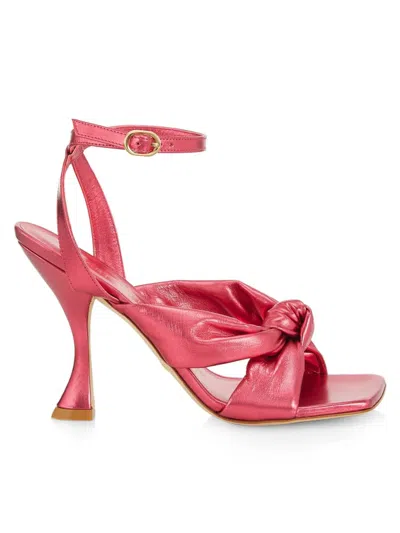 Stuart Weitzman Women's Playa Knot Leather Stiletto Sandals In Hot Pink