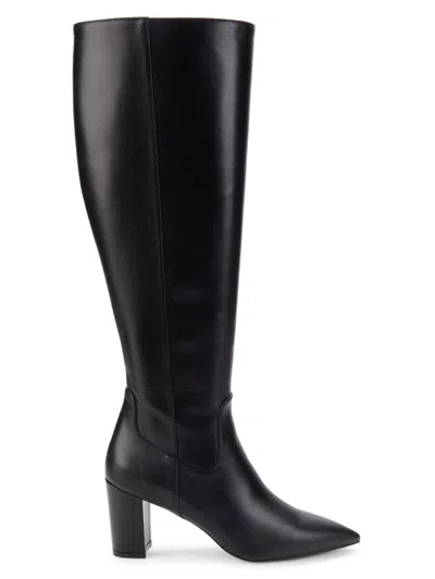 Stuart Weitzman Women's Point Toe Leather Knee High Boots In Black
