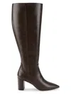 Stuart Weitzman Women's Point Toe Leather Knee High Boots In Walnut