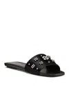 Stuart Weitzman Poppy Embellished Slide Sandal In Black/silver