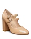 Stuart Weitzman Benni Patent Leather Mary Jane Ballerina Pumps In Adobe