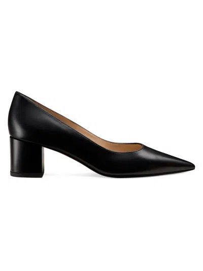 Stuart Weitzman Women's Power 50mm Leather Block-heel Pumps In Black