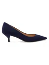 Stuart Weitzman Power Pointed Toe Kitten Heel Pump In Blue