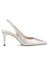 Stuart Weitzman 75mm Stuart Power Metallic Leather Slingback Pumps In Metallic