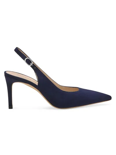 Stuart Weitzman Women's Power 75mm Suede Slingback Pumps In Blue