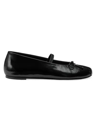 Stuart Weitzman Women's Prima Patent Leather Mary Jane Flats In Black