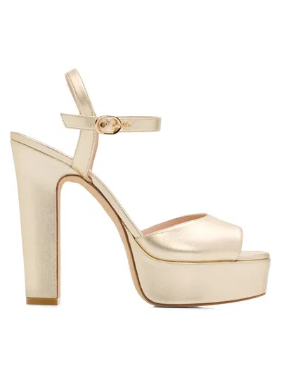 Stuart Weitzman 130mm Reade Metallic Leather Platform Sandals In Multi