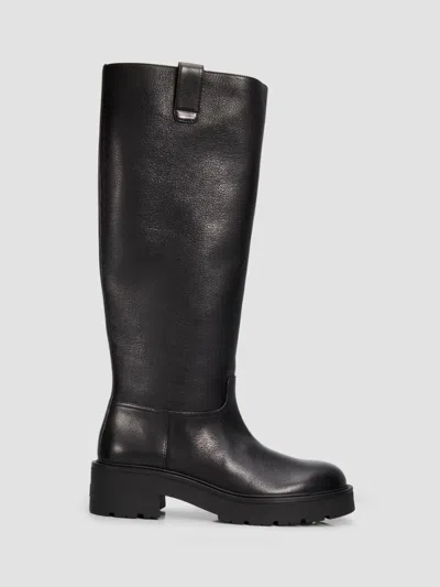 Stuart Weitzman Women's Ren Knee-high Lug Sole Leather Boots In Black