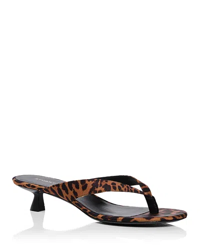 Stuart Weitzman Rio Leopard-print Nylon Kitten-heel Thong Sandals