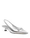 Stuart Weitzman Rosie Pointed Toe Slingback Pump In Silver