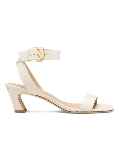 Stuart Weitzman Women's Sai 50mm Leather Block-heel Sandals In Metallic