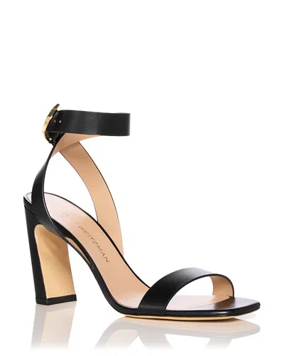 Stuart Weitzman 85mm Sai Leather Ankle-strap Sandals In Black