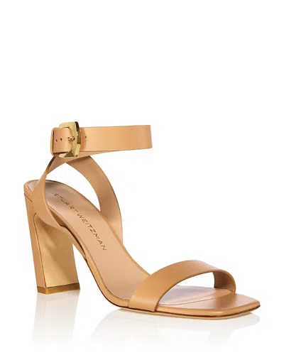 Stuart Weitzman 85mm Sai Leather Ankle-strap Sandals In Brown