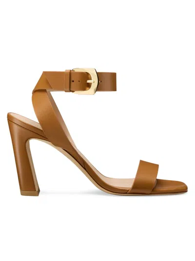Stuart Weitzman Women's Sai 85mm Leather Block-heel Sandals In Burgundy