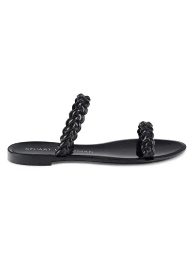 Stuart Weitzman Braida Sawyer Jellys Womens Braided Round Toe Slide Sandals In Black