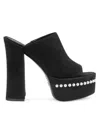 Stuart Weitzman Skyhigh Suede Pearly Platform Sandals In Black