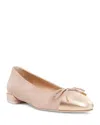 Stuart Weitzman Sleek Bicolor Bow Ballerina Flats In Fawn/ballet