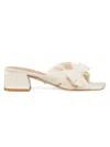 Stuart Weitzman Sofia Lambskin Bow Mule Sandals In Seashell