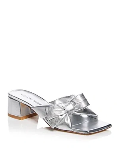 Stuart Weitzman X Sofia Richie Grainge Women's Sofia 45 Slip On Bow Sandals In Silver