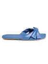 Stuart Weitzman X Sofia Richie Grainge Women's Sofia Slip On Bow Slide Sandals In Blue Steel