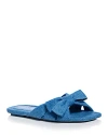 Stuart Weitzman Sofia Leather Bow Slide Sandals In Washed