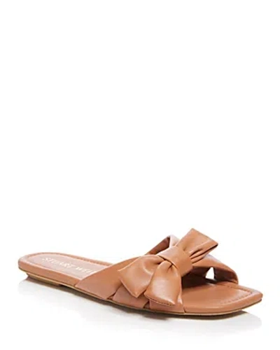 Stuart Weitzman Women's Sofia Slip On Bow Slide Sandals In Tan