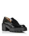 Stuart Weitzman Chunky Heel Patent Leather Loafers Platform