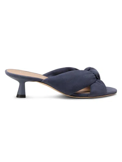 Stuart Weitzman 50mm Soplaya Suede Mule Sandals In Blue
