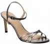 Stuart Weitzman Women's Starla 80 Ankle Strap Leather Metallic Heeled Sandal In Silver In Silver